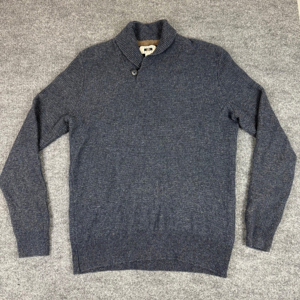 Joseph Abboud Mens Blue Wool Blend Shawl Collar Button Luxury Sweater Size Med
